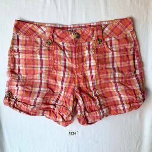 Faded Glory Women’s Checked Shorts size 8, Orange & Pink